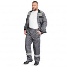 Костюм «Корпус» (куртка+БРЮКИ) тк. смесовая 65/35, пл. 240 г/м2, цв. т.серый/черный/красный