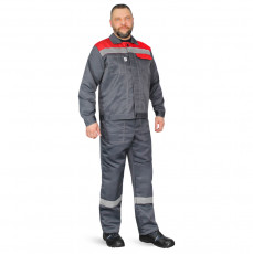 Костюм «Корпус» (куртка+п/к) пл. 210 г/м2, цв.т.серый/красный