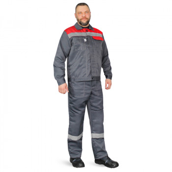 Костюм «Корпус» (куртка+п/к) пл. 210 г/м2, цв.т.серый/красный